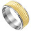 Ocelový prsten s rytinou a zlatou barvou, šířka 8 mm, elegantní design pro každodenní nošení.