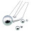 Set šperků s kulatým přívěskem a náušnicemi, náhrdelník 450x2mm, přívěsek 25mm, pár náušnic 10mm, stříbrná barva.