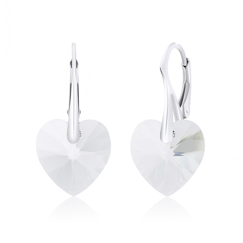 SPERKYLA - Stříbrné rhodiované náušnice ryzost 925/1000 se Swarovski® Crystals Srdce 14mm z klasické kolekce