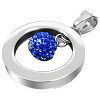 Přívěsek s modrým krystalem v kroužku, průměr 30 mm, elegantní design pro každou příležitost.
