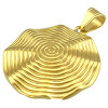 Přívěsek ve tvaru spirály s vlnitým povrchem, průměr 37,3 mm, váha 18 g, zlatá barva.