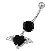 Ocelový piercing Srdce, Barva zirkonu: Černá